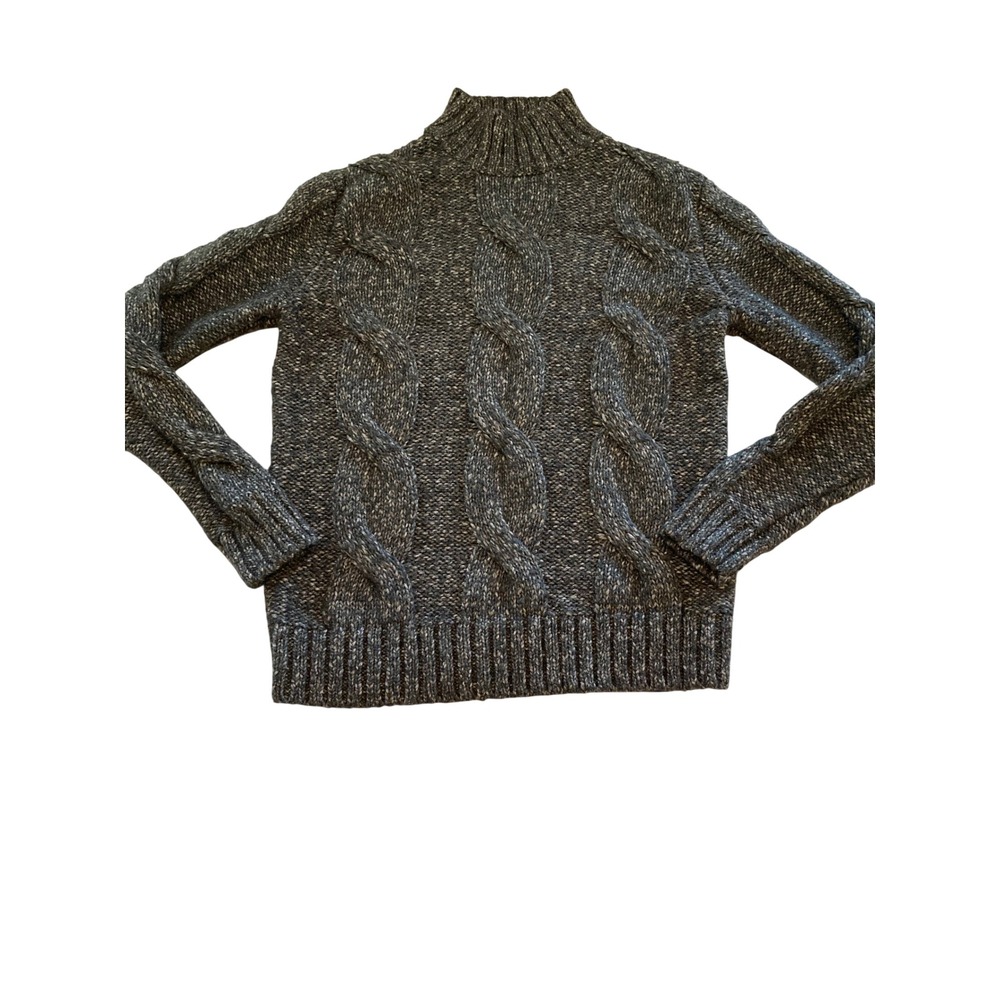 Banana Republic Charcoal Grey Marled Cable Knit Mock Neck Sweater Yak Hair Small
